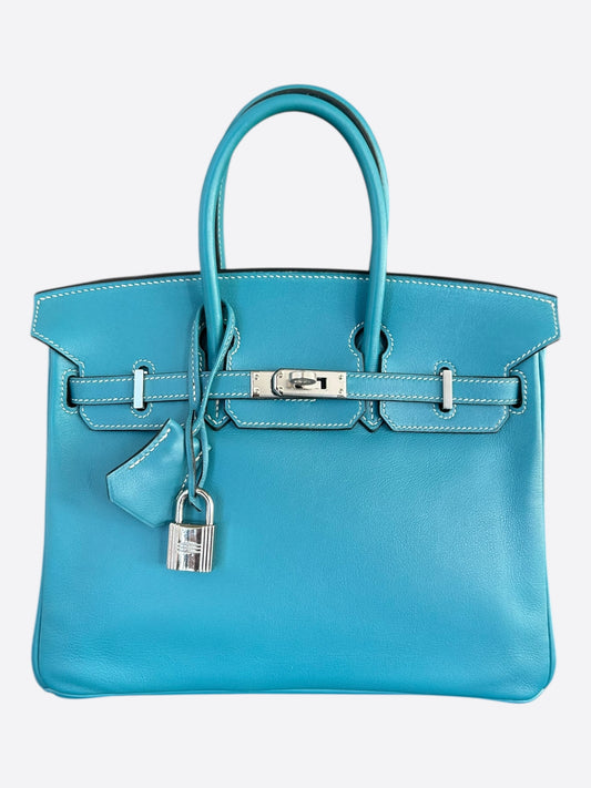 Hermes Blue Jean Swift & Palladium Hardware Birkin 25