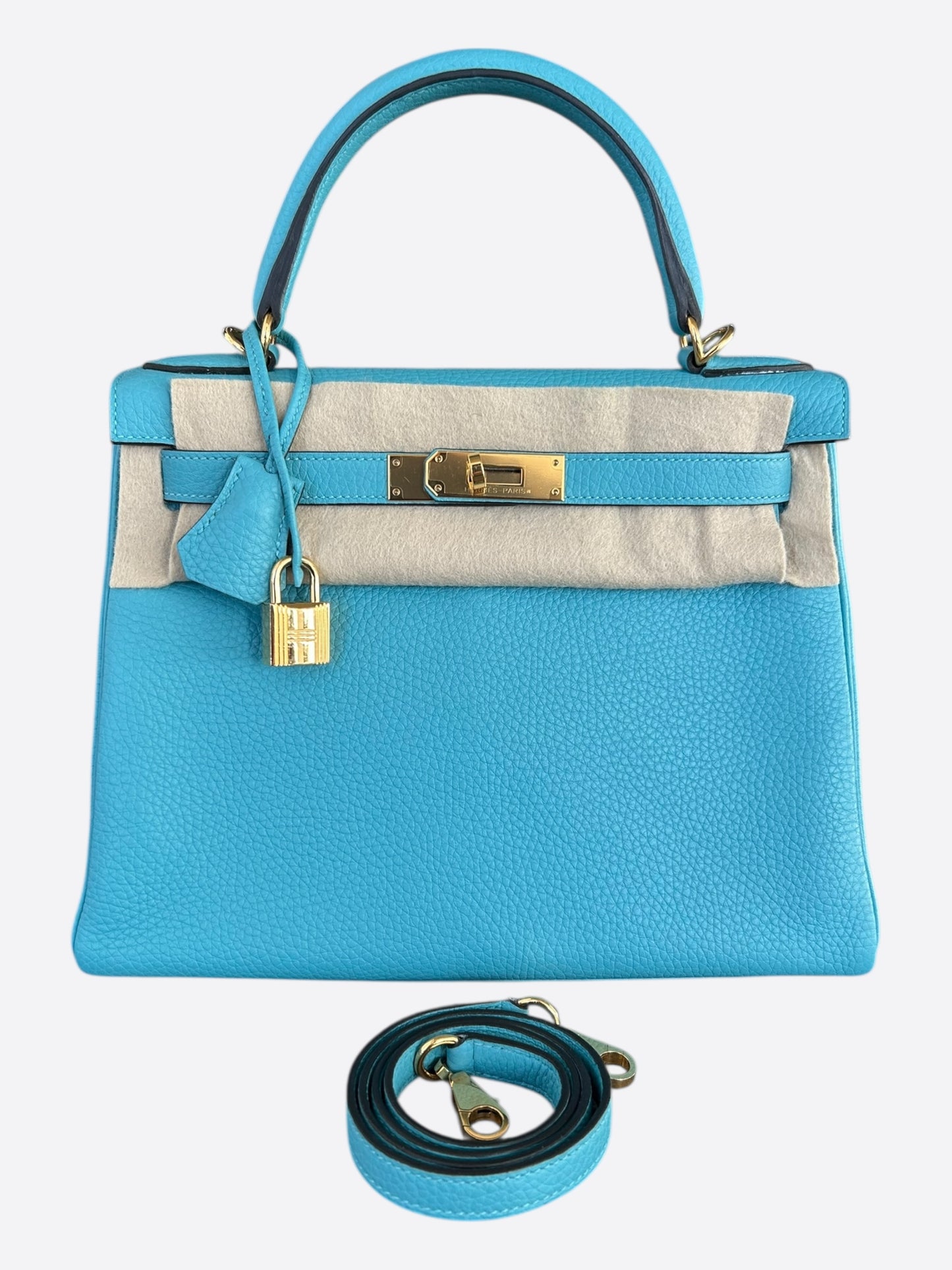 Hermes Blue Togo & Gold Hardware Kelly 28