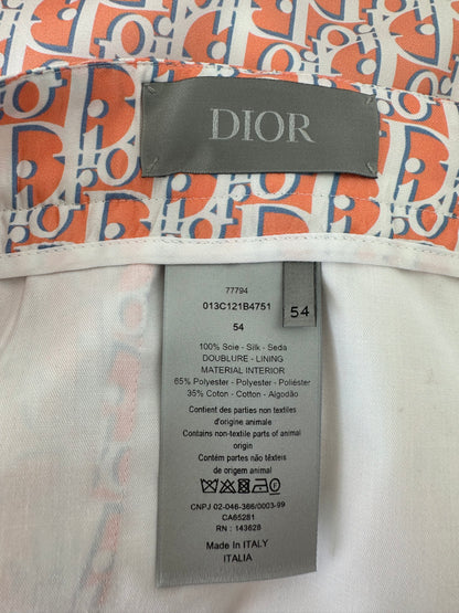 Dior Orange & White Oblique Bermuda Silk Shorts