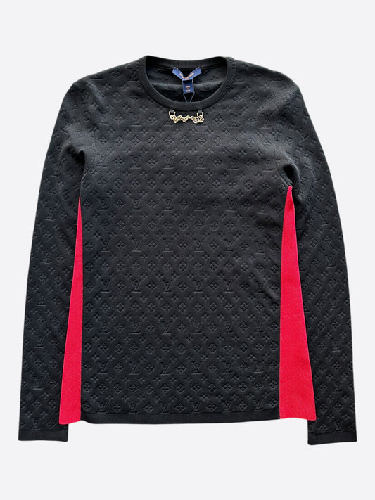 Louis Vuitton Black & Red Monogram Women's Sweater