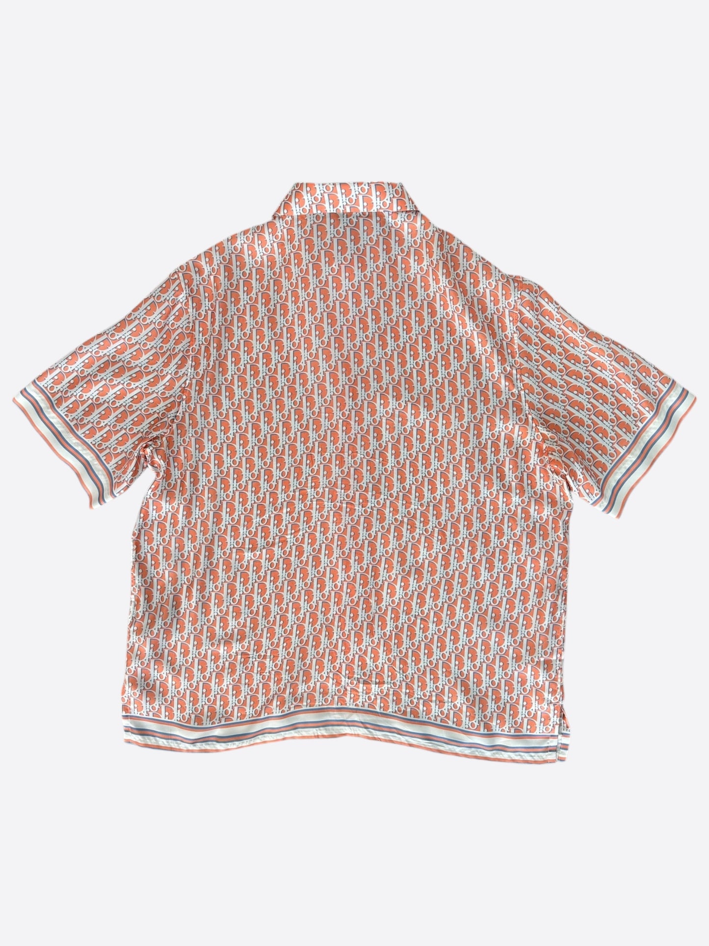 Dior Orange & White Oblique Bermuda Silk Button Up Shirt