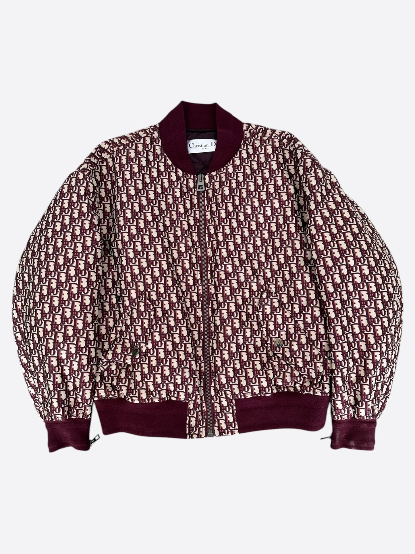 Dior Beige & Burgundy Oblique Bomber Jacket