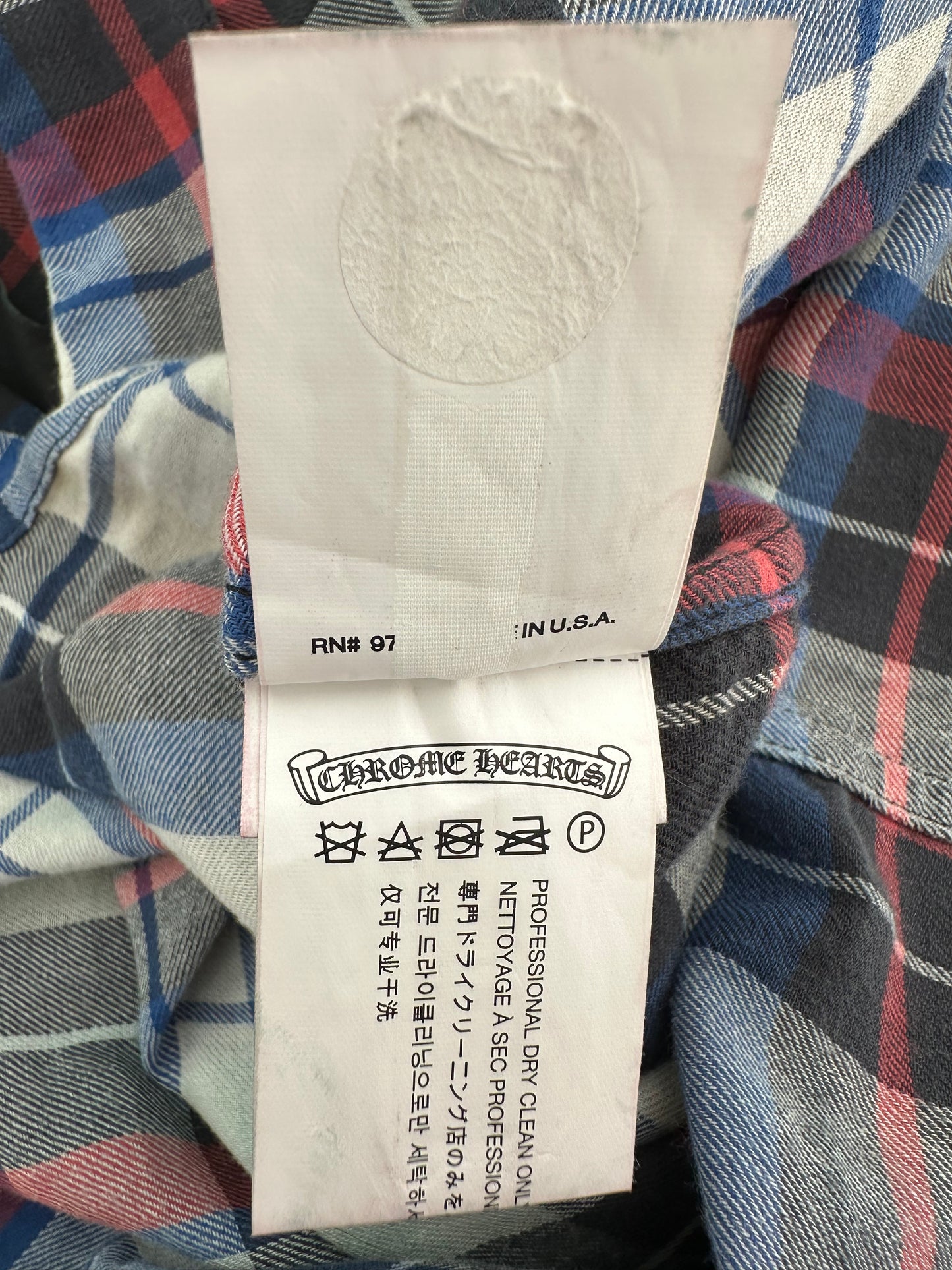 Chrome Hearts White & Blue Cross Patch Flannel