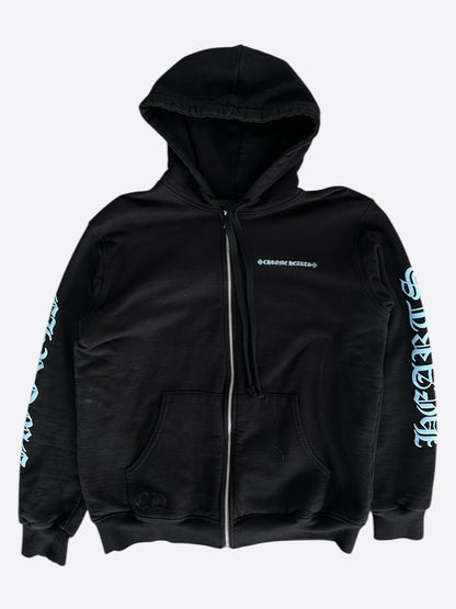 Chrome Hearts Black & Blue Script Logo Thermal Zip Up Hoodie