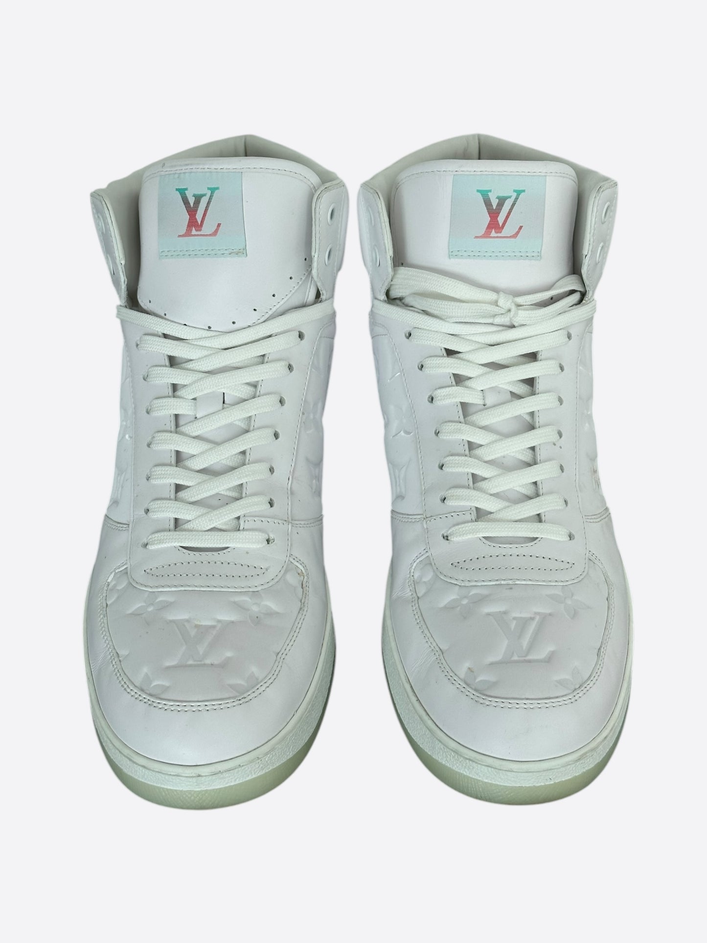 Louis Vuitton White Monogram Rivoli High Top Sneakers