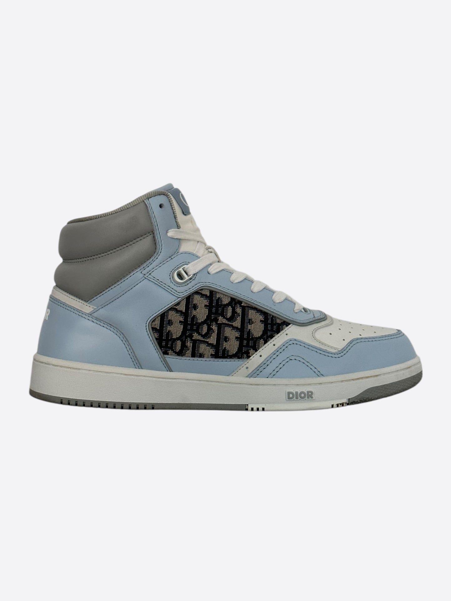 Dior Blue & Beige Oblique B27 High Top Sneakers