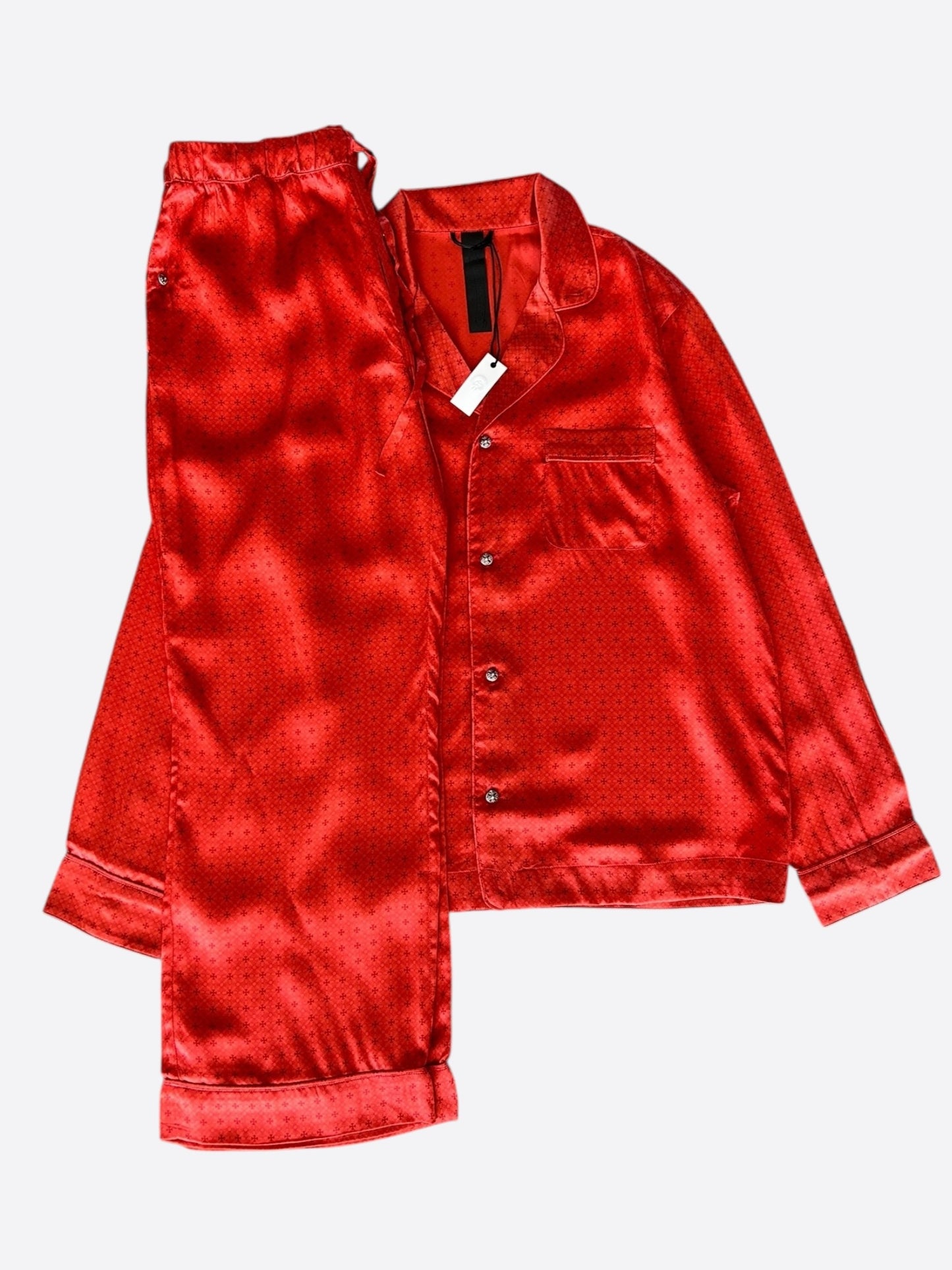 Chrome Hearts Red Cross Jacquard Silk Pajama Set