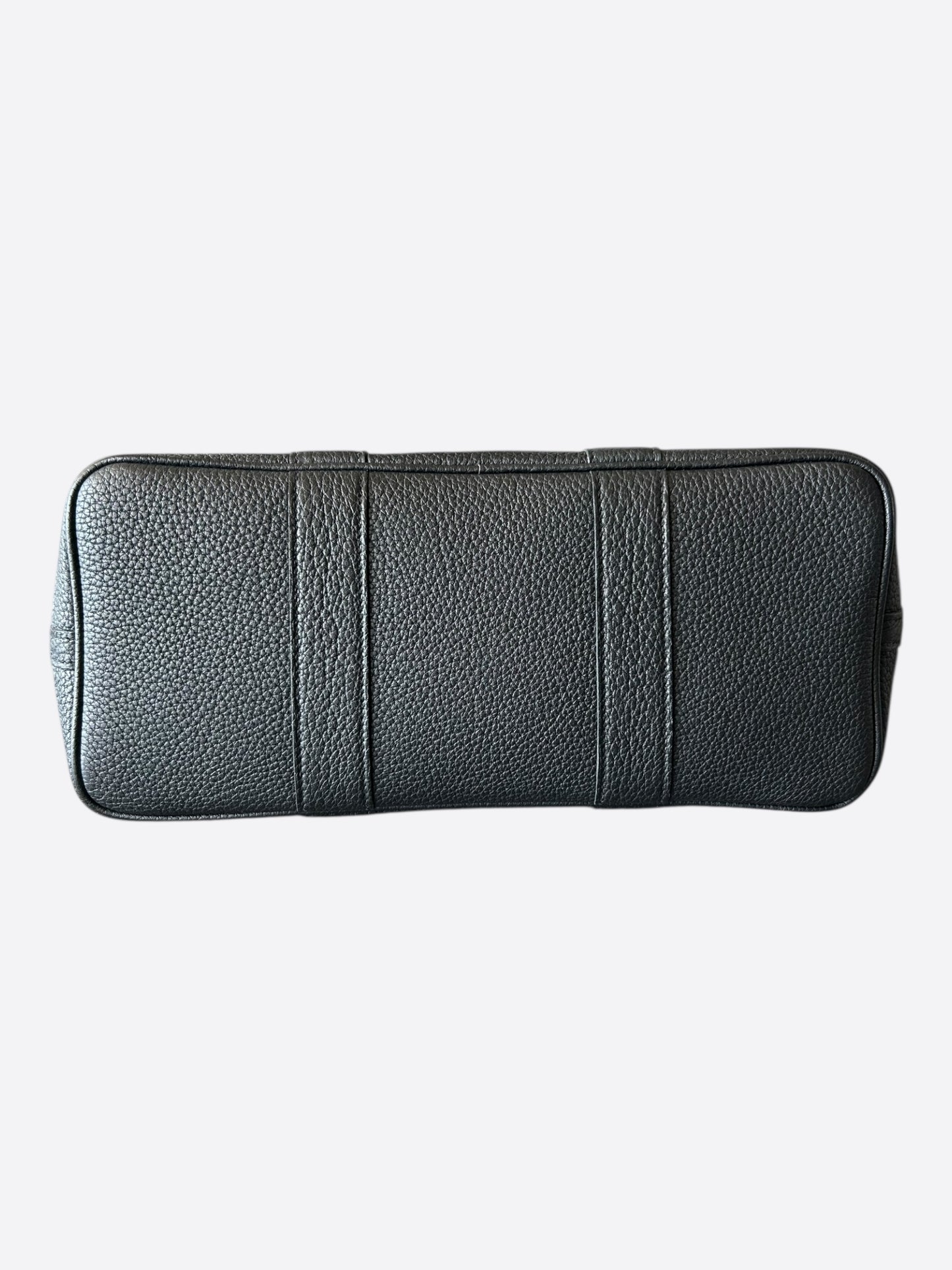 Hermes Blue Canvas & Black Togo Garden Party 30