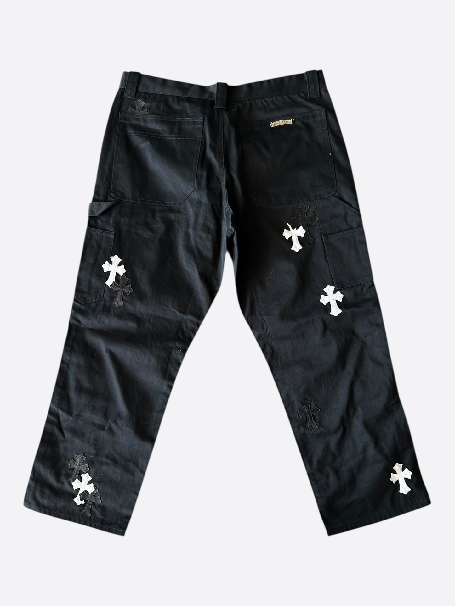 Chrome Hearts Black & White Cross Patch Carpenter Pants