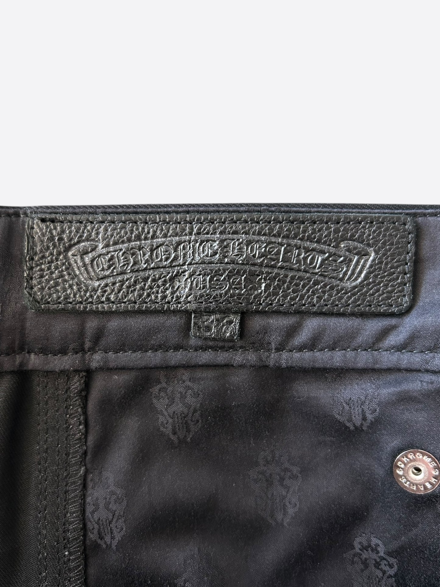 Chrome Hearts Black & White Cross Patch Carpenter Pants