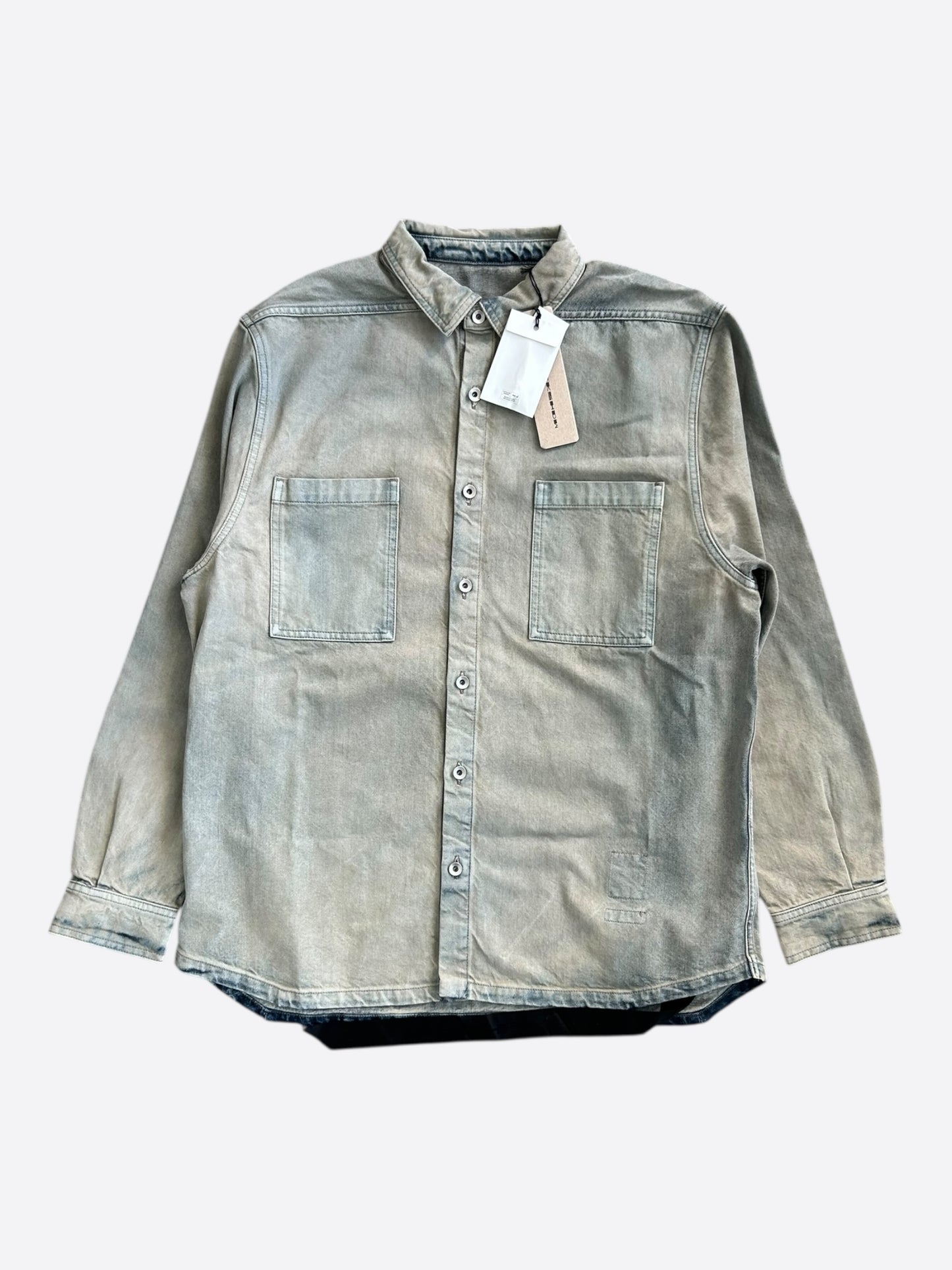 Rick Owens Blue Denim Button Up Overshirt