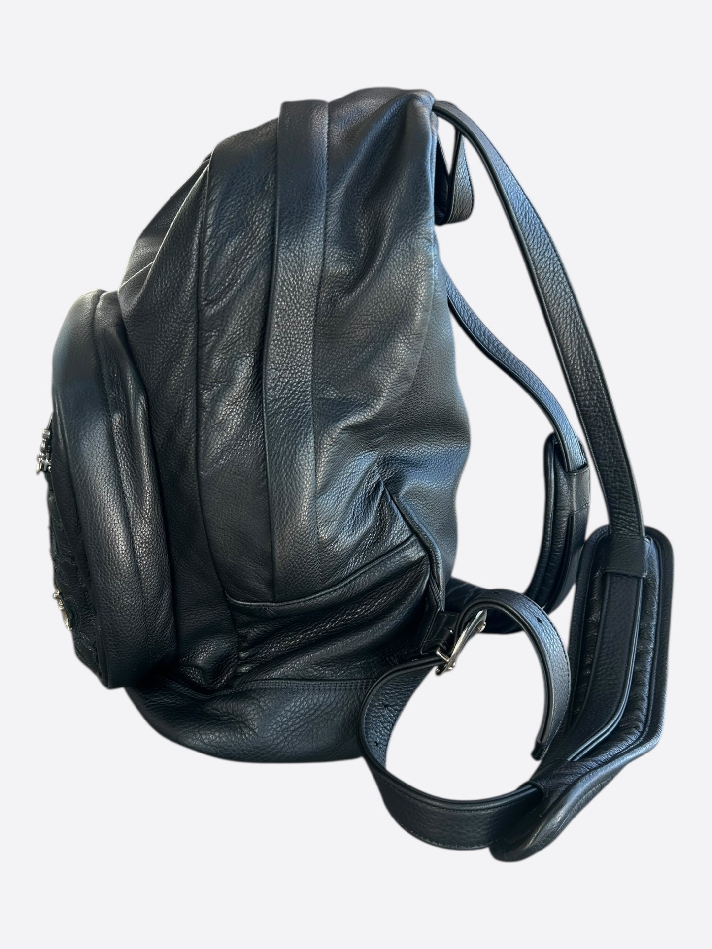 Chrome Hearts Black Cross Patch Leather 7th Grade Backpack