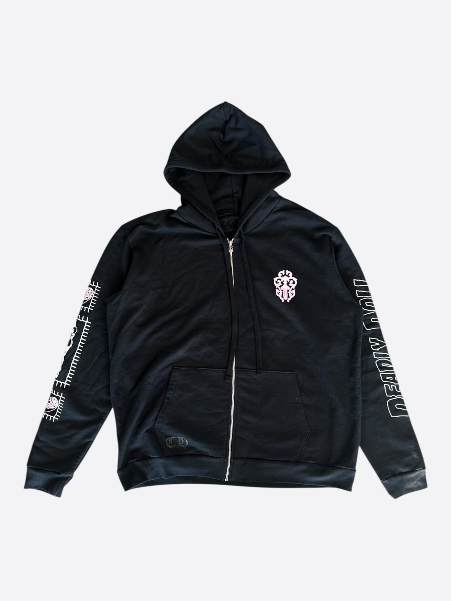 Chrome Hearts Black, White & Pink Deadly Doll Zip Up Hoodie