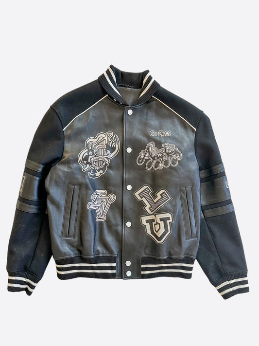 Louis Vuitton Black Leather Varsity Jacket