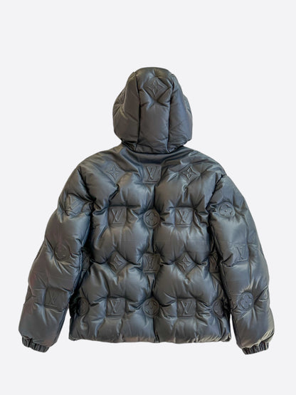 Louis Vuitton Black Embossed Monogram Leather Puffer Jacket