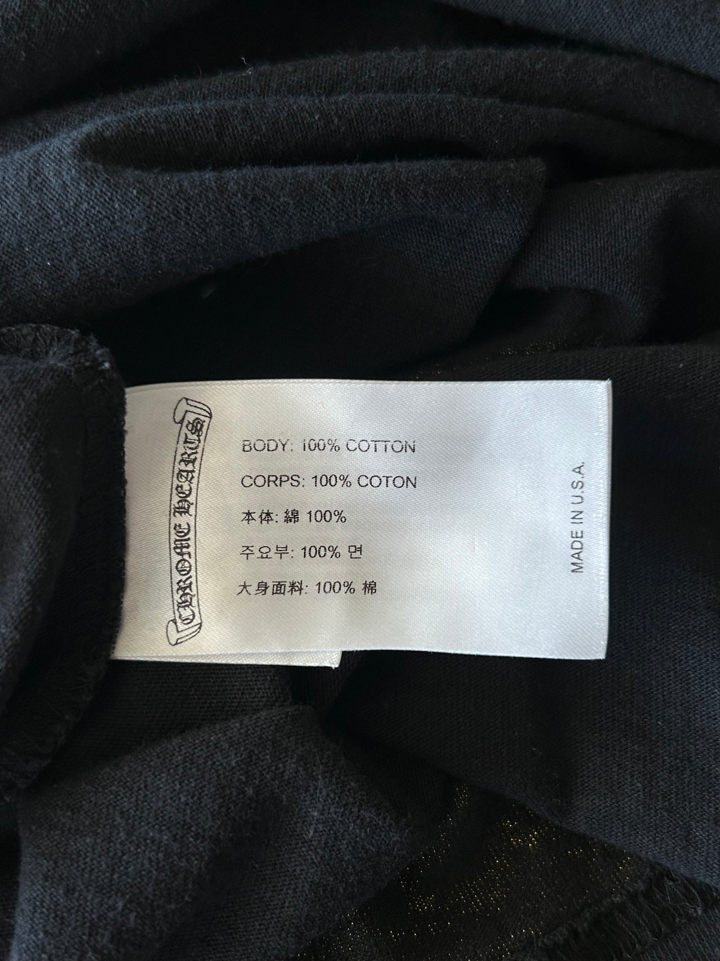 Chrome Hearts Black USA Flag Scroll Logo T-Shirt