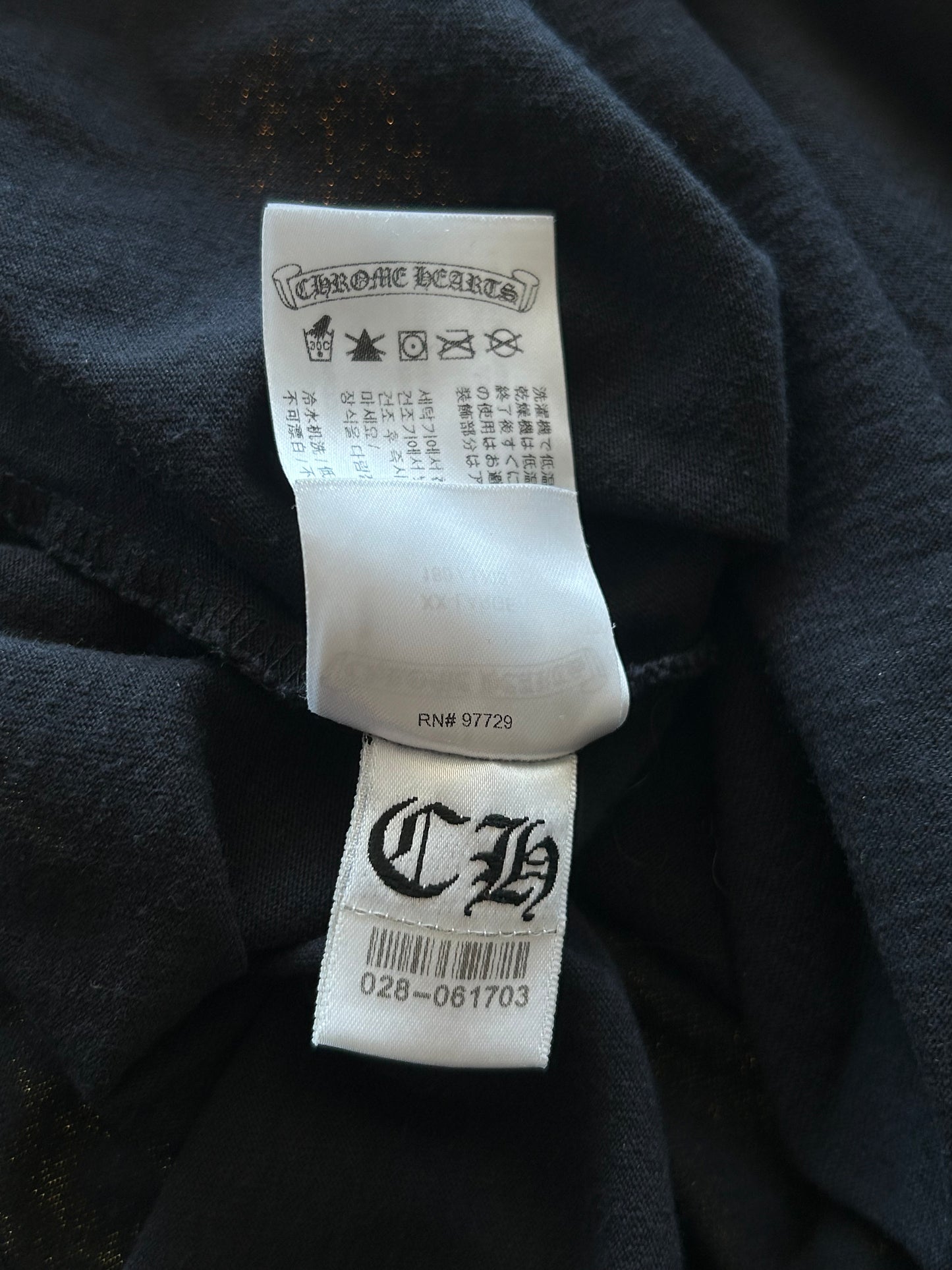 Chrome Hearts Black USA Flag Scroll Logo T-Shirt
