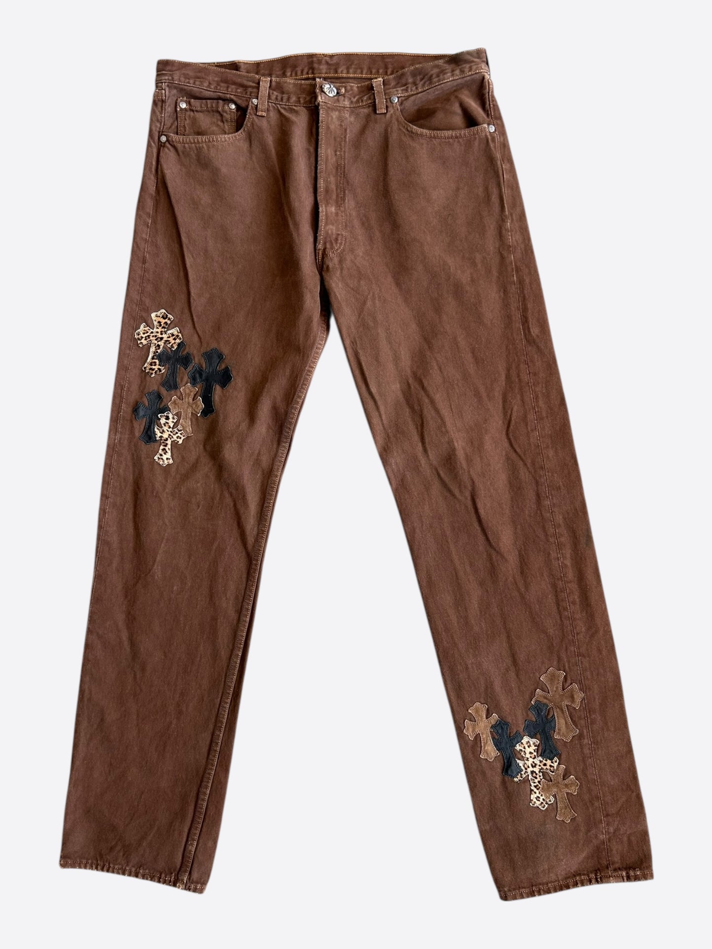Chrome Hearts Levi's Brown NYFW Cross Patch Jeans