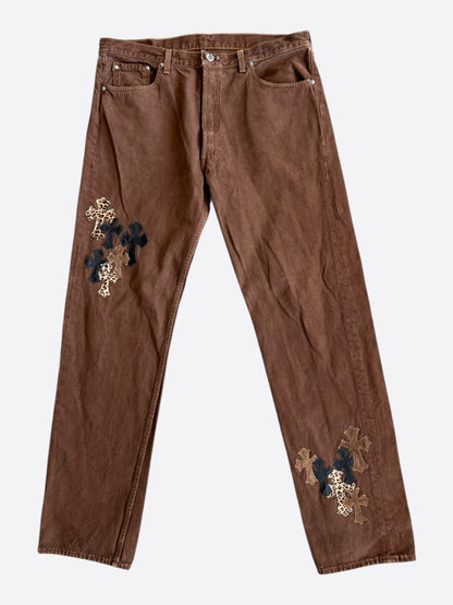 Chrome Hearts Levi's Brown NYFW Cross Patch Jeans