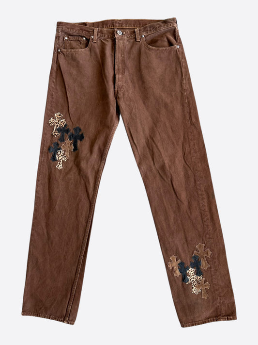 Chrome Hearts Levi's Brown NYFW Cross Patch Jeans