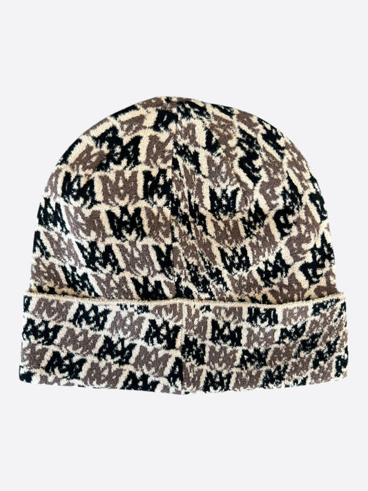 Amiri Beige, Black & Brown MA Swirl Logo Beanie