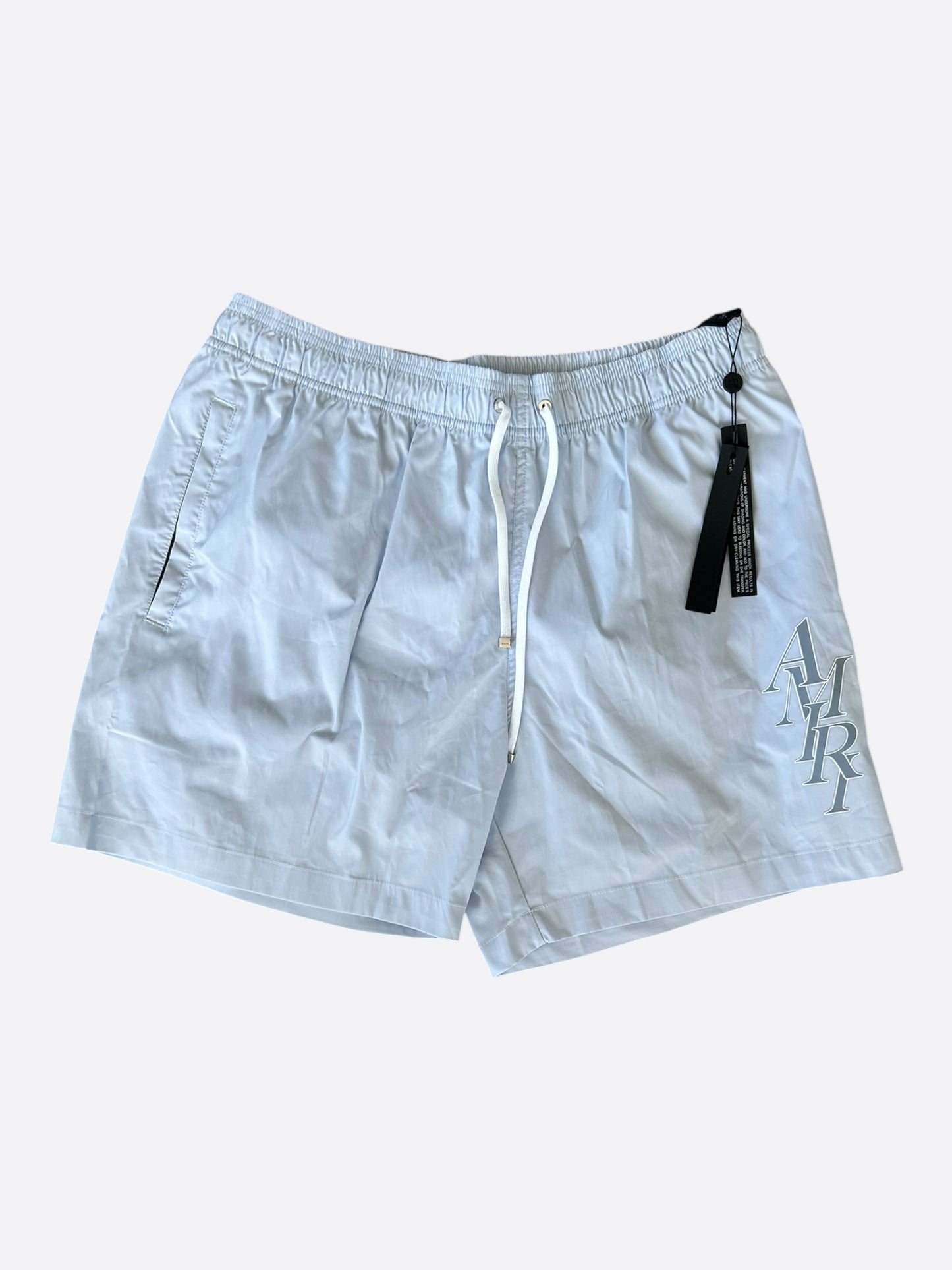 Amiri Grey Stack Logo Swimshorts