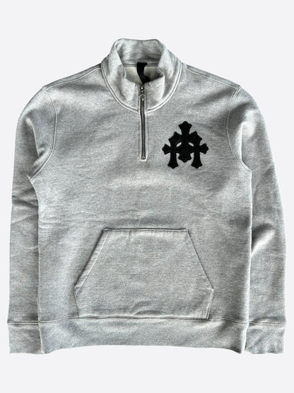 Chrome Hearts Grey & Black Triple Cross Quarter Zip Sweater