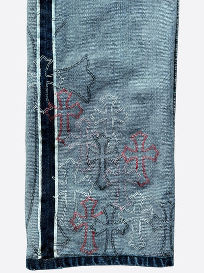 Chrome Hearts Blue Multicolor Cross Patch Jeans