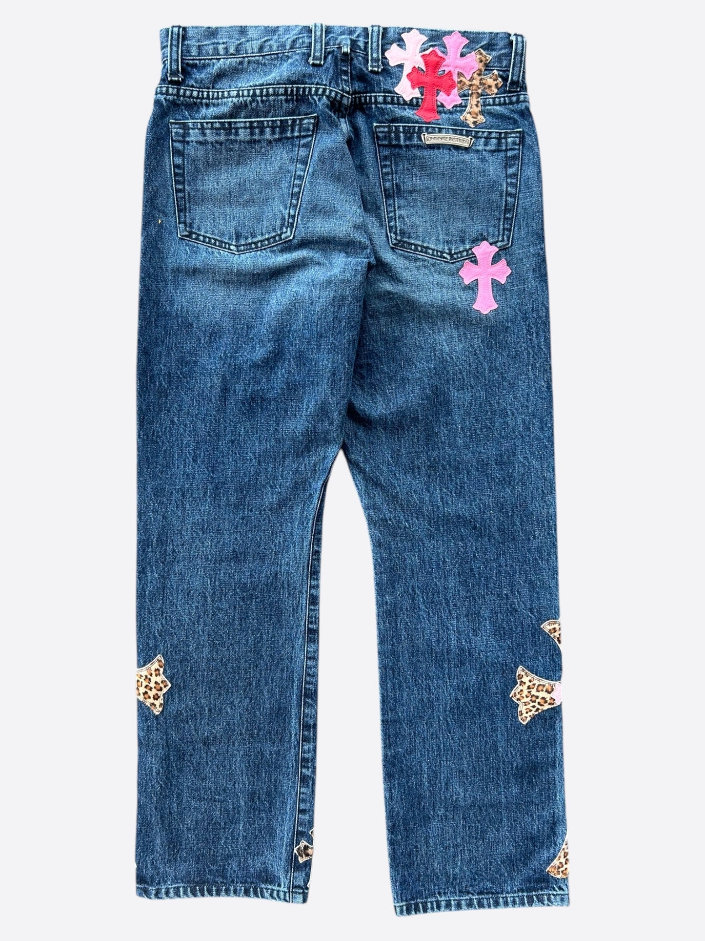 Chrome Hearts Blue Multicolor Cross Patch Jeans