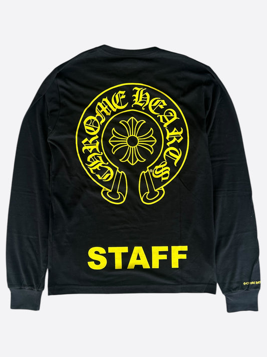 Chrome Hearts Black & Yellow Staff Horseshoe Logo Longsleeve T-Shirt