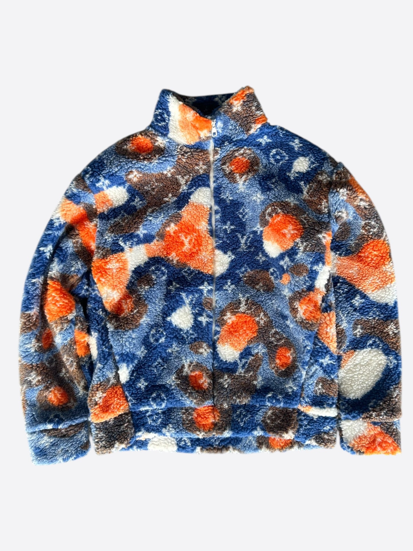 Louis Vuitton Blue & Orange Camo Monogram Fleece Zip Up Jacket