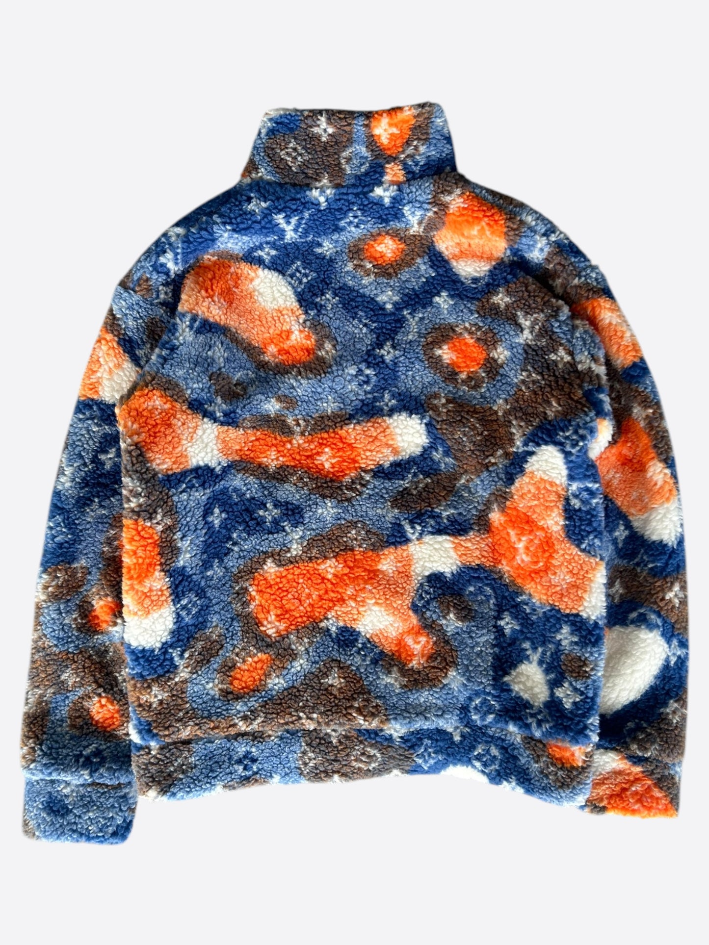 Louis Vuitton Blue & Orange Camo Monogram Fleece Zip Up Jacket