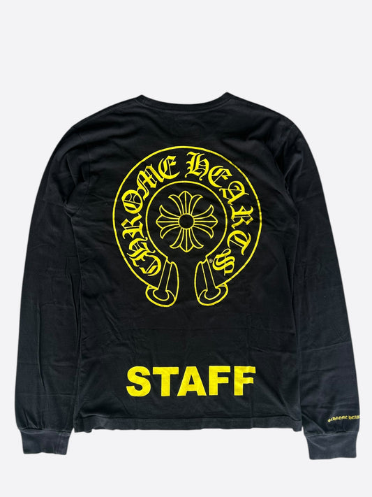 Chrome Hearts Black & Yellow Staff Horseshoe Logo Longsleeve T-Shirt