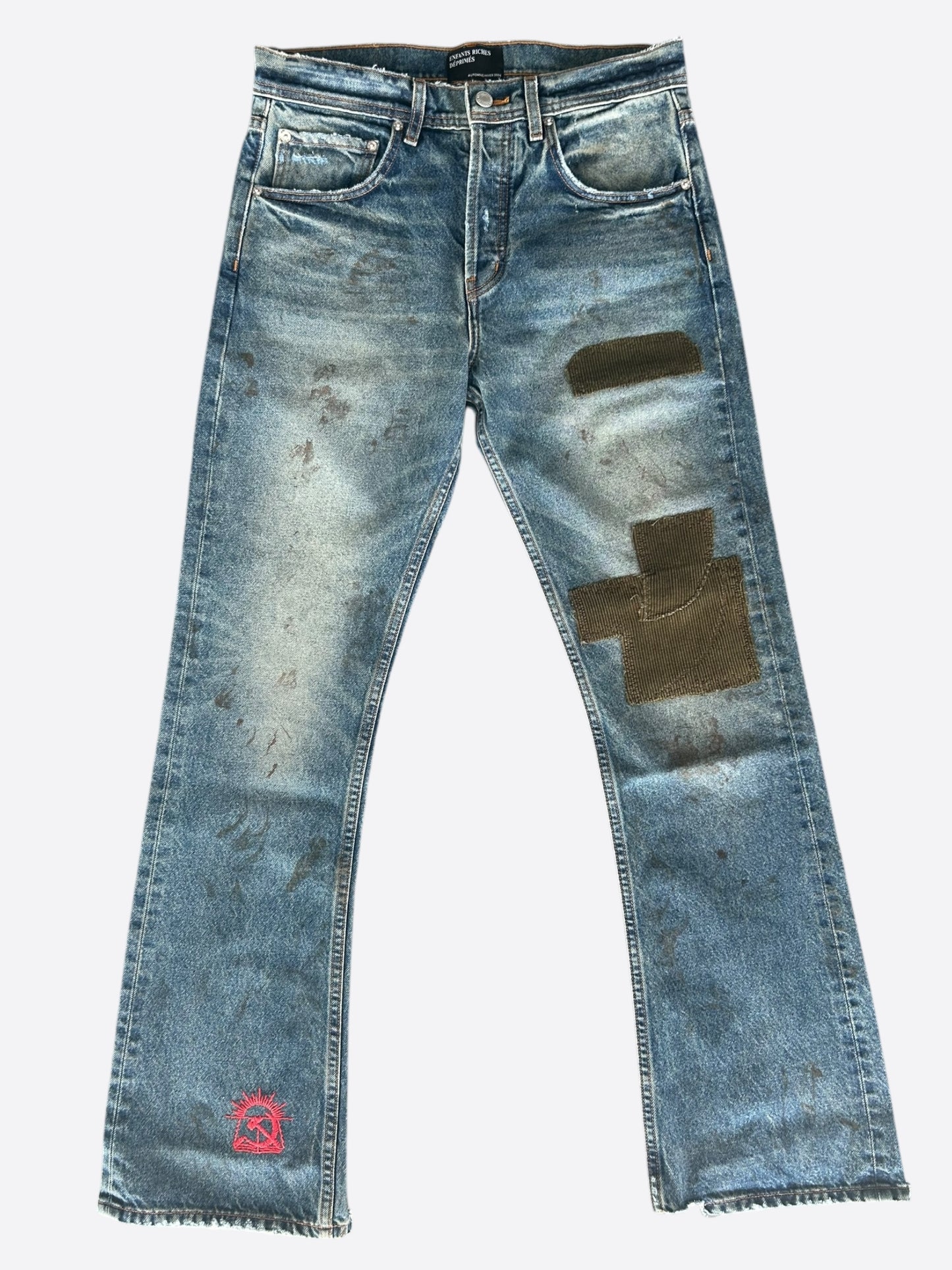 Enfants Riches Deprimes Blue Patchwork Flared Jeans