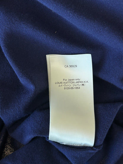 Louis Vuitton Blue & White Script Logo Intarsia T-Shirt