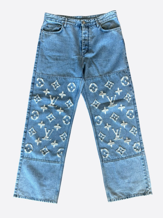 Louis Vuitton Blue & White Monogram Carpenter Jeans