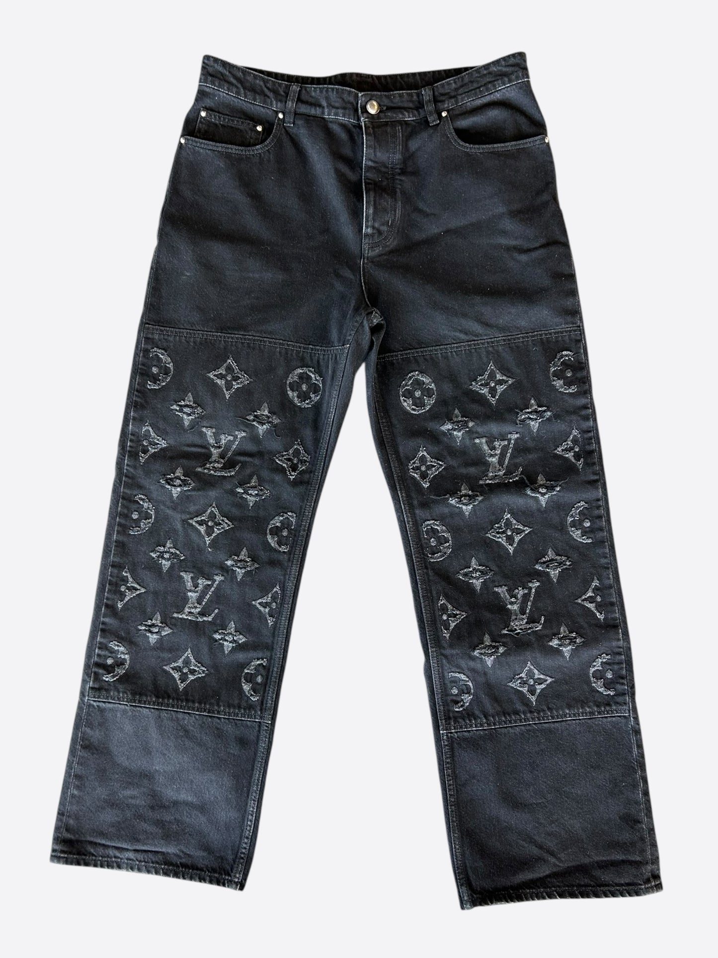 Louis Vuitton Black & Grey Monogram Carpenter Jeans