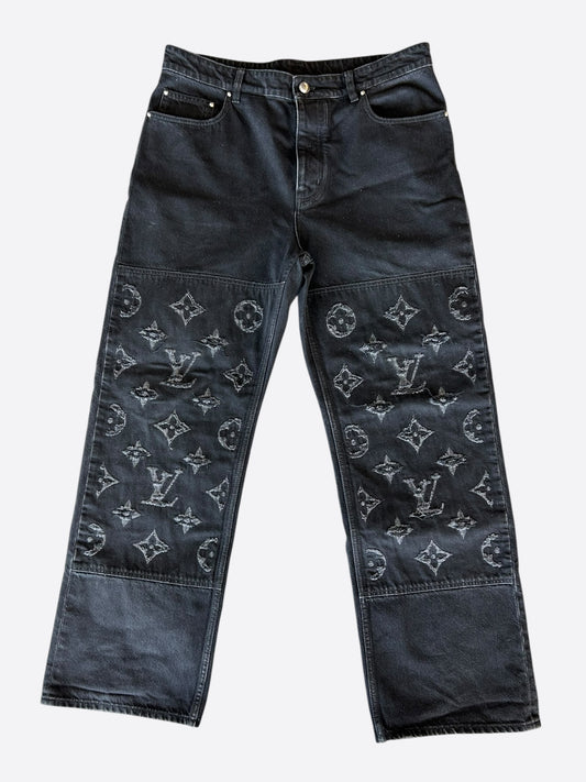 Louis Vuitton Black & Grey Monogram Carpenter Jeans