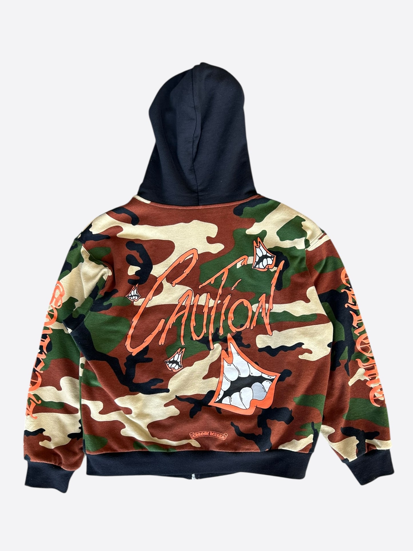 Chrome Hearts Matty Boy Camouflage Caution Thermal Zip Up Hoodie