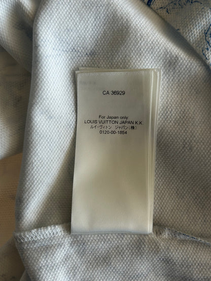 Louis Vuitton White & Blue Monogram Pique T-Shirt