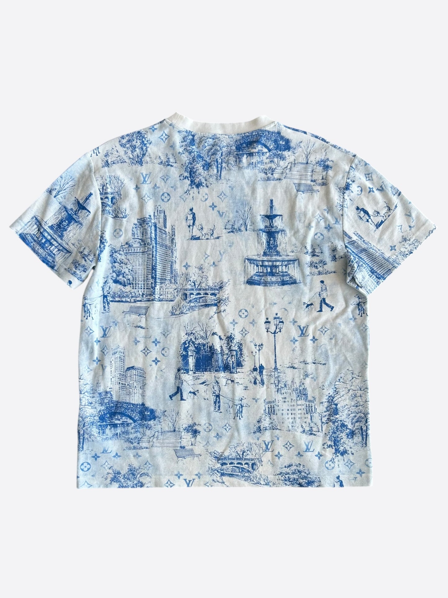 Louis Vuitton White & Blue Monogram Pique T-Shirt