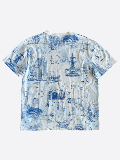 Louis Vuitton White & Blue Monogram Pique T-Shirt