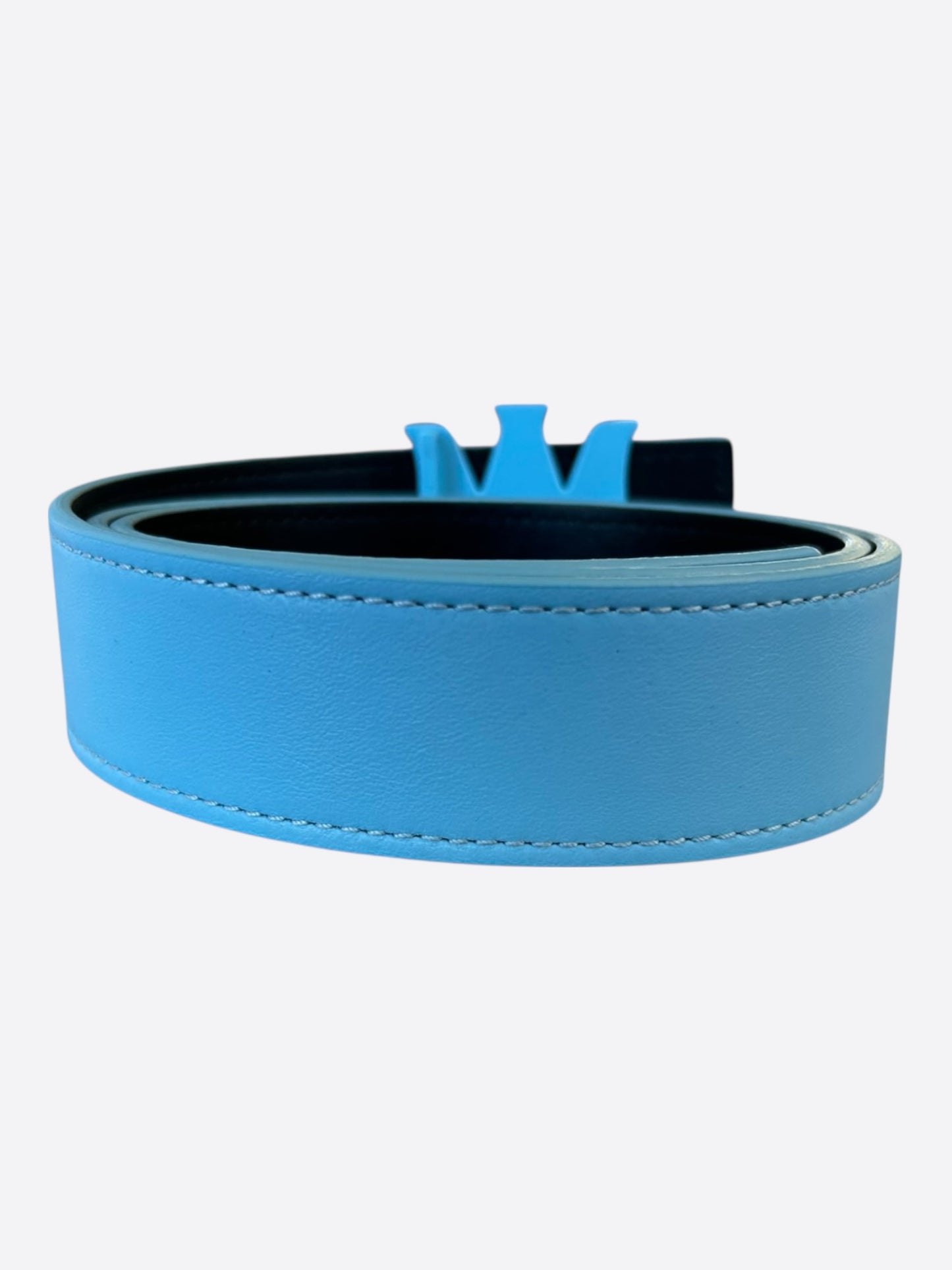 Amiri Blue & Black MA Logo Reversible Leather Belt