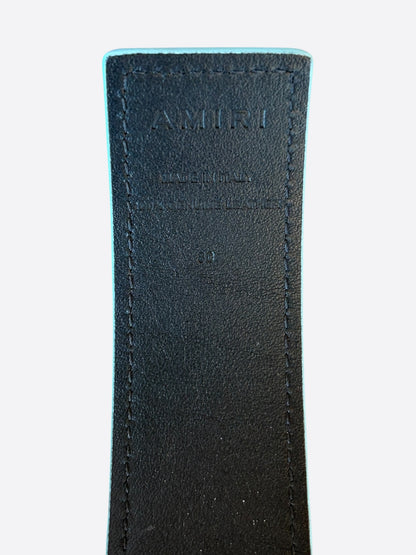 Amiri Blue & Black MA Logo Reversible Leather Belt