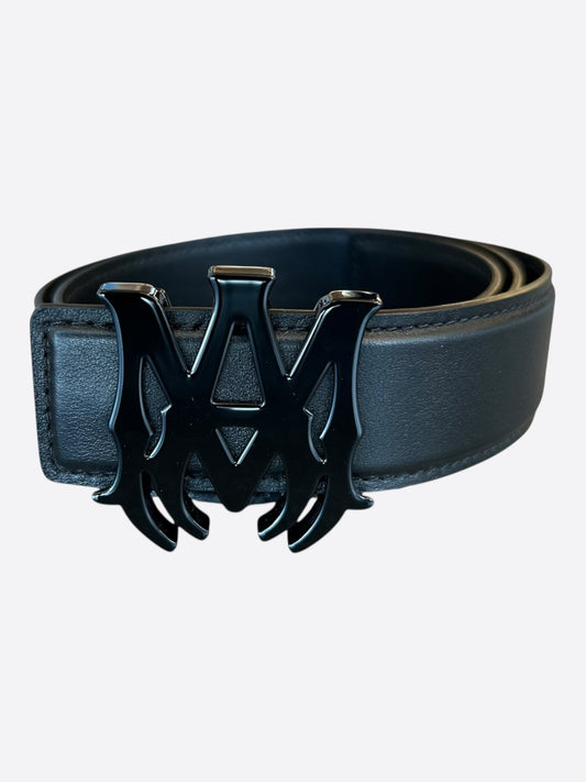 Amiri Black MA Logo Leather Belt