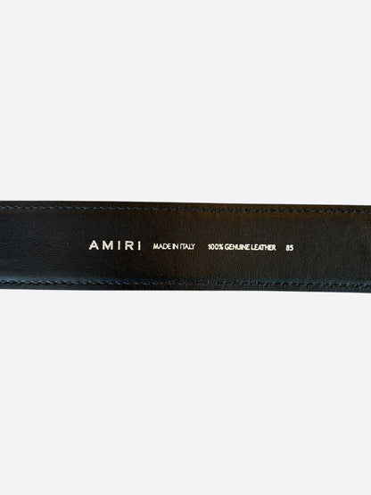 Amiri Black & Blue MA Logo Leather Belt
