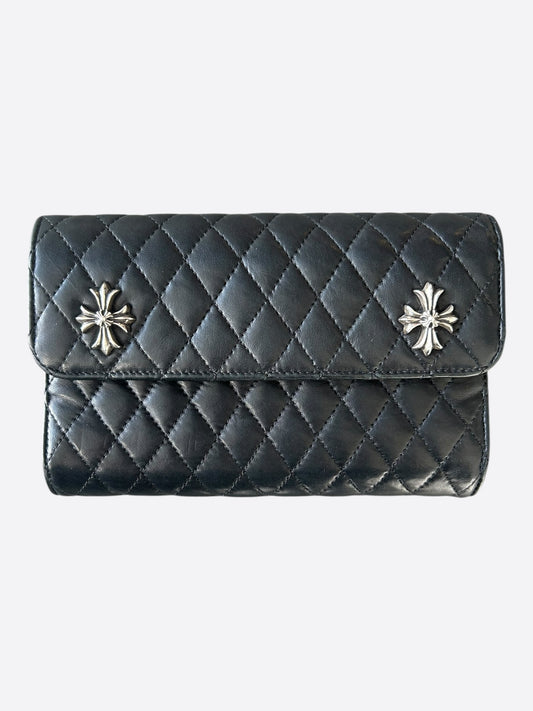 Chrome Hearts Black Quilted Cross Wallet