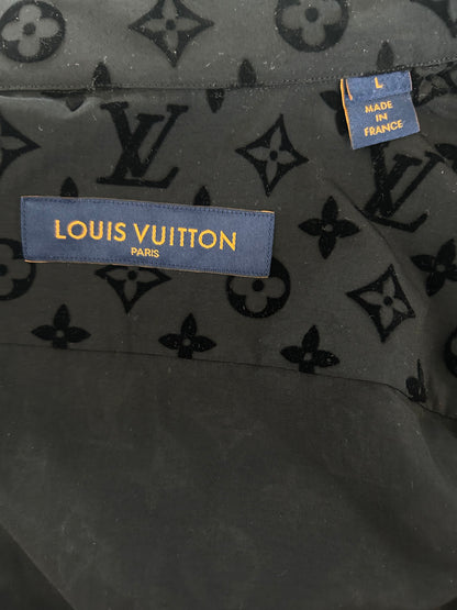 Louis Vuitton Grey & Black Tuffetage Monogram Button Up Shirt