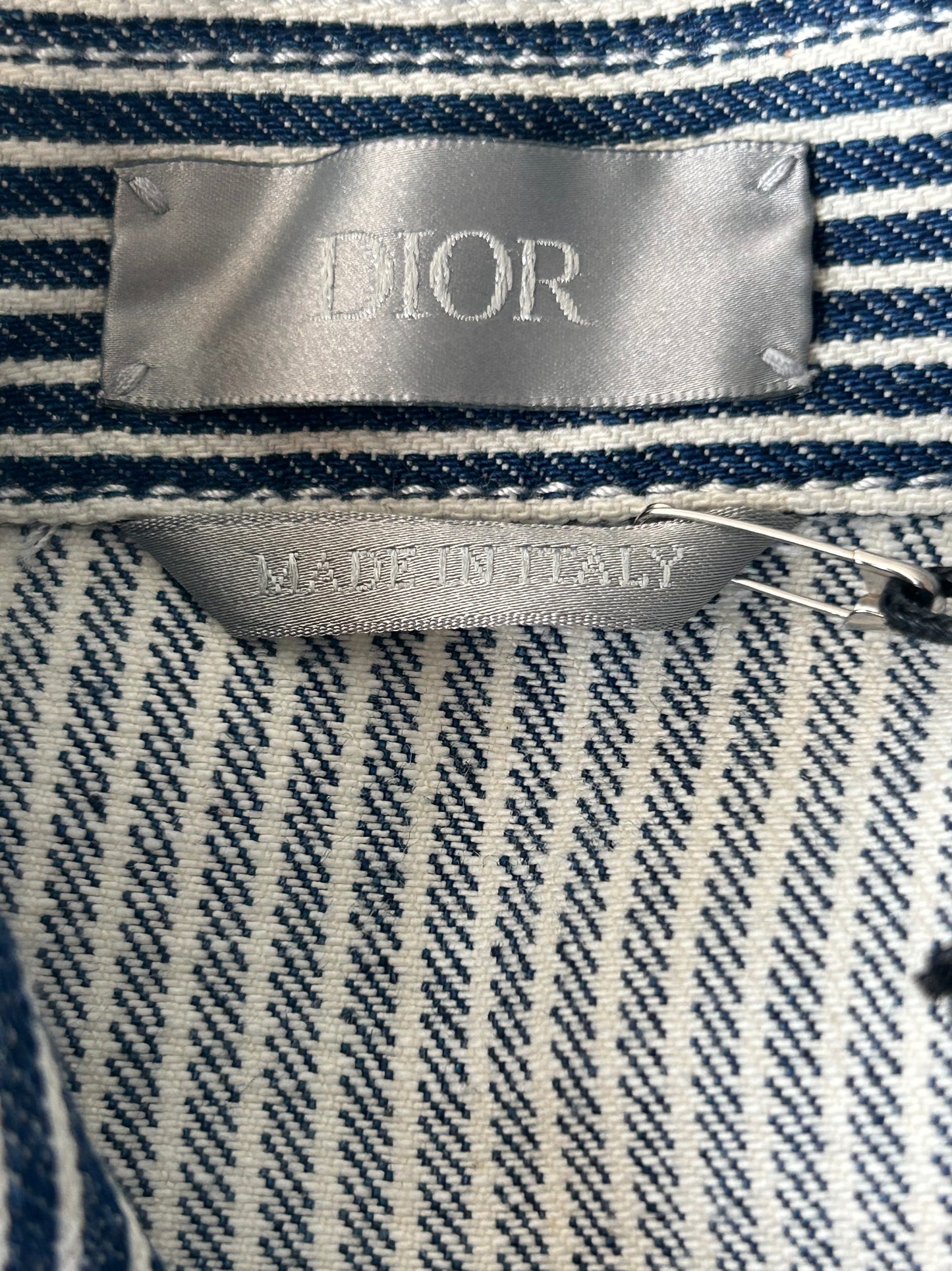 Dior Blue & White Striped Heart Logo Jacket