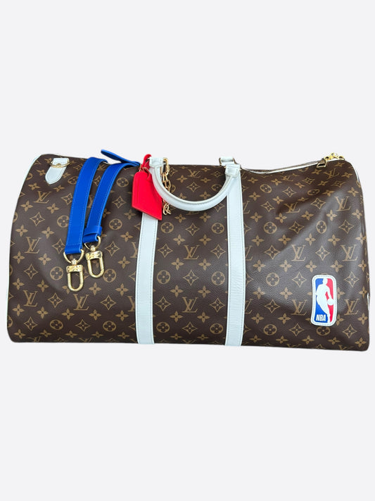 Louis Vuitton NBA Brown & White Monogram Keepall 50